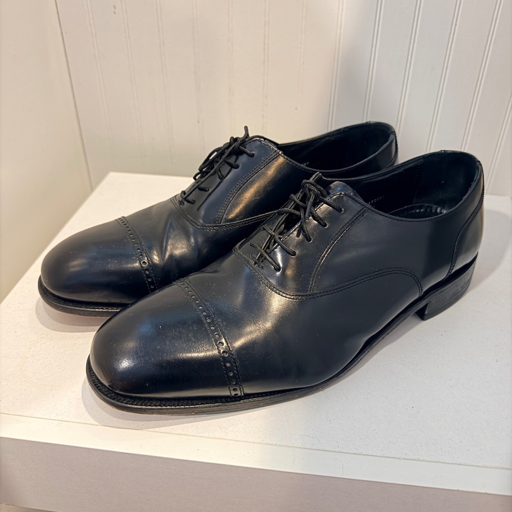 Florsheim Lexington Mens 12D Black Leather Cap Toe Oxford Dress Shoes 17067-01